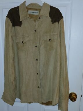 Suede Western Shirt with Brown Yoke